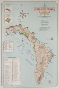 Map of Lord Howe Island Compiled, Drawn & Printed at the Department of Lands, Sydney, 1962 85 x 57cm, Linen backed