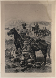 A pair of Boer War engravings, circa 1900, original frames with gilt slips, 120cm x 93cm overall