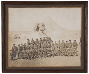 WW1 Period A.I.F. iconic group photograph infront of the Great Pyramid and Sphinx, 22 x 26cm