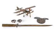 FREDERICK CLIFFORD LAVIS [1892 - 1953] Ambulance Driver with the A.I.F. in France 1916 - 1919 An Australian cedar display box containing items that Lavis collected, souvenired or made. His "trench art" pieces are of a particularly high standard and includ - 2