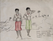 UNKNOWN SOLDIER/ARTIST WITH A SENSE OF HUMOUR A pair of pen and watercolour illustrations titled "Ocean Islanderss 1941" and "Ocean Islanders 1946".