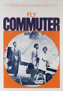 AVIATION POSTER Fly Commuter Airlines c.1967 Colour process lithograph, 77 x 49.5cm. Linen-backed.