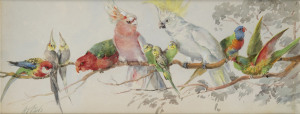VIOLET BARTLETT (Australia, working circa 1920),The Australian Eleven, watercolour, signed lower left "Artah", 20 x 53cm