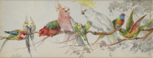 VIOLET BARTLETT (Australia, working circa 1920),The Australian Eleven, watercolour, signed lower left "Artah", 20 x 53cm 