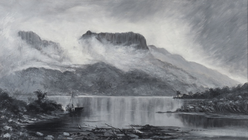 WILLIAM CHARLES PIGUENIT (attributed), (1836-1914), Tasmanian lake scene, oil on board, ​35 x 61cm