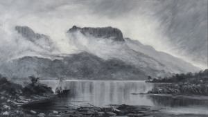 WILLIAM CHARLES PIGUENIT (attributed), (1836-1914), Tasmanian lake scene, oil on board, 35 x 61cm