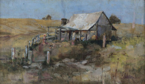 JAMES MUIR AULD (1879-1942), The Bullock Driver's Home, oil on board, signed and titled lower right,