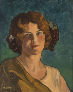 MARGUERITE HENRIETTE MAHOOD (1901-1989), Portrait of the Artist's Sister, circa 1929, oil on canvas, monogram lower left "M.H.M.",
