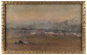 HENRI HOILE Junior (1863-1951), untitled industrial scene, oil on canvas, signed lower right "Henri Hoile", 35 x 57cm