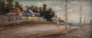 ARTHUR EDGAR JONES (attributed), (1871-1960), Foreshore at Elwood, oil on cedar panel, 14 x 36cm