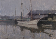 WILLIAM DUNN KNOX (1880-1945), Little Dock, Melbourne, oil on board, signed lower left "W.D. Knox", ​30 x 41cm