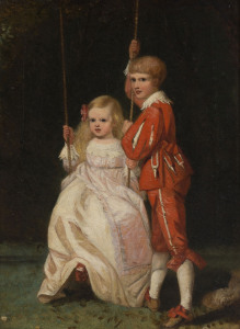 MARSHALL CLAXTON (1811 - 1881) The Swing, (1879) oil on canvas inscribed verso "The Swing by Marshall Claxton 79"