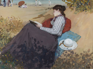 GERRARD LANTS (1927-1998), seaside portrait, watercolour and gouache, signed lower right "Lants", 54 x 73cm