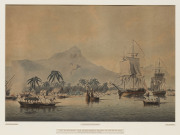 JAMES CLEVELEY (ACTIVE 1780s) View of Huaheine one of the Society Islands in the South Seas (The Arrival of Captain Cook) aquatint