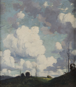 TRAVIS WEBBER (1900-1968), Victorian landscape, oil on board, signed and dated lower left "Travis Webber, '39", 