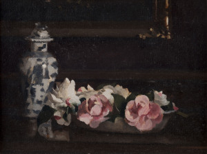 MARION ELIZABETH COLQUHOUN (1899-1989), still life interior, oil on board, signed lower right "M.E. Colquhuon", 31 x 41cm