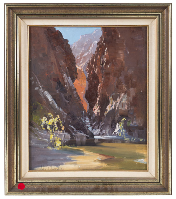 JOHN LOXTON (1903-1969) Redbank Gorge Central Australia oil on board signed lower left "John Loxton"