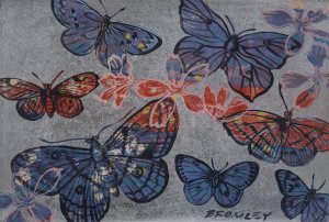 DAVID BROMLEY (1960-), 'Take Flight (Butterflies)', oil on canvas, signed lower right "Bromley", 61cm x 91cm