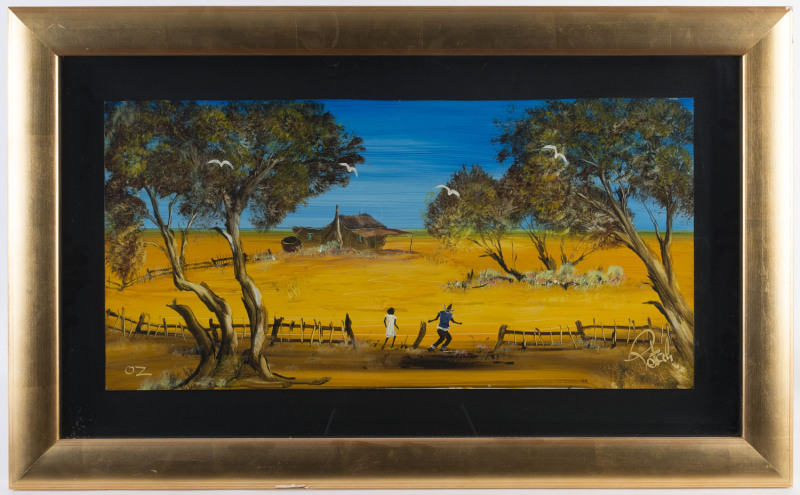 NICK PETALI (1932-2014), bush scene, oil on board, signed lower right "Petali '02", 30 x 60cm