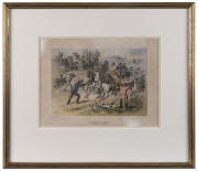 SAMUEL THOMAS GILL (1818-80), Attacking the Mail (Bushranging, N.S.W., 1864) & Bush Funeral, two colour lithographs from The Australian Sketch Book, printed by Hamel & Ferguson, initialed "S.T.G. in the plate at left, each 17 x 25cm (2). - 2