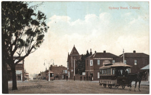 An album of predominantly Australian postcards including views of Coburg Melbourne, Sorrento Victoria, shop fronts, J.A.Turner bush scenes, real photo views of Seymour, Taggerty and Trawool, Western Australia, foreign, etc. Mixed condition. (150+)