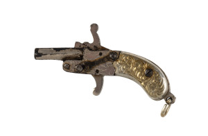 An Austro-Hungarian antique miniature pistol fob with working firing mechanism, 19th century,