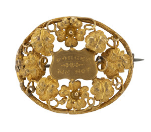 A Colonial yellow gold "Forget Me Not " brooch, most likely Melbourne, circa 1860s,