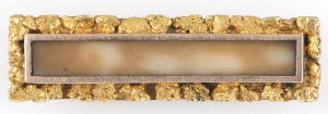A goldfields brooch with mineral specimen, most likely Castlemaine, central Victoria, 19th century, stamped "NATIVE GOLD NUGGETS", 2cm long, 1.6 grams total