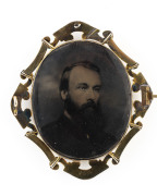 ROBERT HAWKER DOWLING (1827 - 1886), superb miniature portrait in oil on ivory, backed with a tintype portrait of Dowling and all contained within a brooch; circa 1850s., 7 x 6cm overall. Dowling was born in England, the youngest son of Rev. Henry Dowli - 2