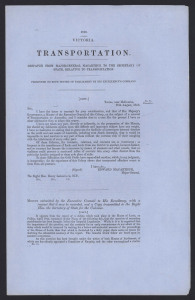 Victorian Parliamentary Papers: August 1856 "TRANSPORTATION: Despatch from Major-General Macarthur to the Secretary of State, Relaive to Transporation.";