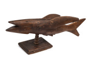 PITCAIRN ISLAND Carved wooden fish, stamped "Souvenir From Pitcairn", 19th century, 36cm long