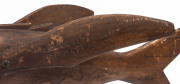 PITCAIRN ISLAND Carved wooden fish, stamped "Souvenir From Pitcairn", 19th century, 36cm long - 2