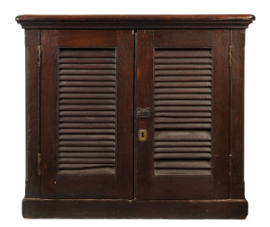 A ship's cabinet solidly made in teak, late 19th early 20th century, 90cm high, 103cm wide, 61cm deep