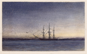 PORT PHILLIP BAY, circa 1860s, Artist unknown, group of 20 watercolours on card of ships and Port Phillip Bay, some with pencil captions including: "Off WilliamsTown", "Steam Tug Entering The Heads, Hobson's Bay", "Melbourne From St. Kilda", "Volunteer Camp", "After A Flood, Hobson's Bay", varying sizes, largest 13 x 17cm