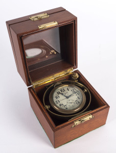 Zenith Ship's Chronometer, fusee movement in brass and timber case, 20th century, 12.5cm high, 12.5cm wide, 12.5cm deep