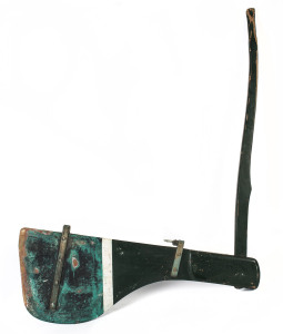 A vintage couta boat rudder with green painted finish, Port Phillip Bay, mid 20th century, 125cm high
