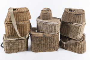 A group of eleven fishing creels, 19th/20th century, the largest 42cm across
