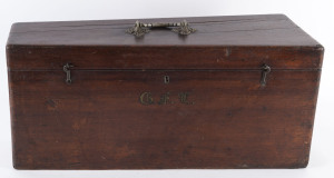 An Australian cedar musical instrument case with gilt monogram "G.F.L", 19th century, 58cm across