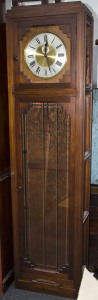 An Australian Art Deco grandfather clock, blackwood case, Melbourne origin, circa 1930, 208cm high