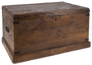 A large blanket box, Baltic pine with metal strapping, South Australian origin, 19th century, ​57cm high, 107cm wide, 62cm deep
