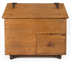 A Colonial dough box, kauri pine, South Australian origin, 19th century, 88cm high, 96cm wide, 52cm deep