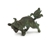 Chinese bronze Fo dog handle, 18th/19th century, 11cm long - 2