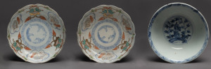 Three Chinese porcelain dishes, Qing and Ming Dynasty, 15cm diameter each