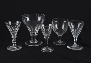 Five English faceted glasses, 19th and early 20th century, ​the tallest 14cm tall