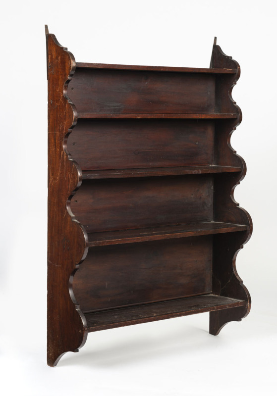 Waterfall front wall mounted shelves, mahogany, West Country English, early 19th century, 113cm high, 78cm wide, 21cm deep