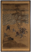 Four Japanese hand painted panels with Samurai scenes, Meiji period (1868-1912), ​99cm x 57cm - 4