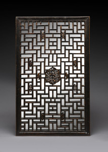 A Chinese window screen with later mirror backing, 19th/20th century, ​106 x 65cm