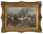 A military scene hand-coloured lithograph, 19th century, ​45 x 64cm - 2