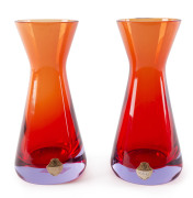 SEGUSO Pair of Murano glass vases, circa 1960, original labels "Seguso Verti D'Arte, Murano, Made In Italy", ​19.5cm high