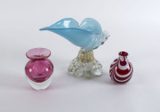 Murano glass conch and two Murano glass vases, 20th century, ​the tallest 18cm high